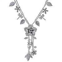 NOVICA Handmade 950 Silver Beaded Pendant Charm Hill Tribe Floral Y necklace Nature themed from Thailand 'Garden Beauty'