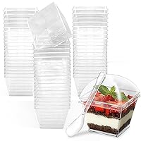Verbe 60 Packs 3.5oz Dessert Cups, Appetizer Cups with Lids and Spoons,Plastic Parfait Cups for Party,Wedding Cakes,DIY Dessert,Mousse,Pudding