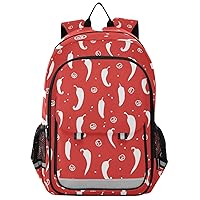 Chili Peppers Red Backpack School Bag Lightweight Laptop Backpack Student Travel Daypack with Reflective Stripes