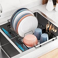 iSPECLE Sink Dish Drying Rack - 3 Sizes Capacity Expandable Over Sink Dish Rack, in Sink Dish Drainer for Kitchen Counter with Utensil Holder Large Capacity, Fit 14