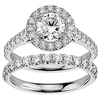 2.33 CT TW GIA Certified Brilliant Cut Diamond Engagement Bridal Set in 14k White Gold
