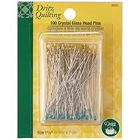 Dritz 3035 Crystal Glass Head Pins, 1-7/8-Inch (100-Count), Blue and Yellow