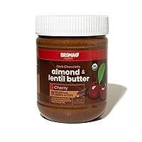 Broma Dark Chocolate Almond & Lentil Butter, Certified Organic, Complete Protein, Gluten Free, Perfect for Snacking & Baking, Palm Oil & Preservative Free, Cherry Flavor, 12 Oz (Pack of 2)