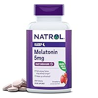 Melatonin 5mg, Strawberry-Flavored Dietary Supplement for Restful Sleep, 200 Fast-Dissolve Tablets, 200 Day Supply