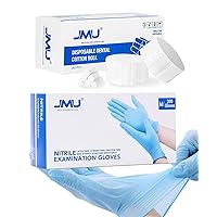 JMU Medical Cotton Rolls 1.5'' 250Pcs with Nitrile Exam Gloves Medium 200Pcs Medical Exam Gloves Latex Free Powder Free