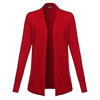Solid Soft Stretch Open Front Knit Cardigan Red Size 1XL