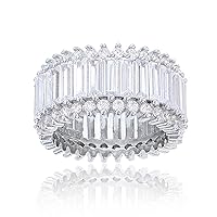 DECADENCE Sterling Silver Cubic Zirconia Round & Baguette Eternity Ring