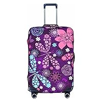 Protect Your Luggage In Style: Colorful Dragonflies Purple Flowers Suitcase Cover With High Elasticity Waterproof And Anti-Scratch - Fits 18-32 Inch Luggage