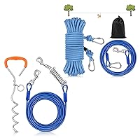 Petbobi Dog Tie Out Cable & Stake 30FT and Dog Runner for Yard 50FT Bundle