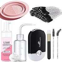 Lash Shampoo for Lash Extensions Eyelash Extension Cleanser with USB Lash Fan,50ml Lash Shampoo,Mascara Brush,Nose Blackhead Facial Cleaning Brush and Wash Bottle for Eye Makeup Remover