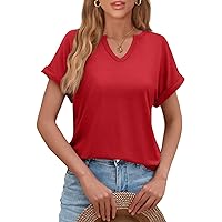 AUTOMET Womens Tops V Neck Tshirts Casual Dressy Oversized Short Sleeve Shirts Fashion Blouses Y2k Summer 2024 Outfits
