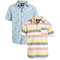 Body Glove Boys' Woven Shirt - 2 Pack Short Sleeve Button Down Summer Beach Shirt (S-XL)