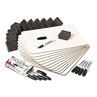 Charles Leonard Dry Erase Lapboard Class Pack, Includes 12 each of Whiteboards, 2 Inch Felt Erasers and Black Dry Erase Markers (35036), 12 Sets