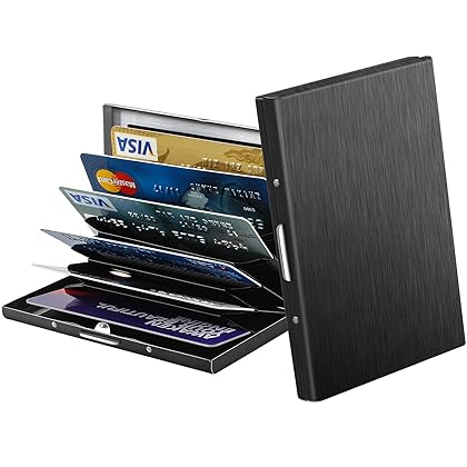 MaxGear Credit Card Holder, Metal Card Wallet for Women or Men, Slim ID Card Holders RFID Blocking Protector Sleeves Money Clip Business Card Case, Stainless Steel