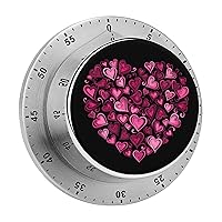 Love Heart Shapes Print Kitchen Timer 60 Minute Countdown Cooking Timer for Home Study