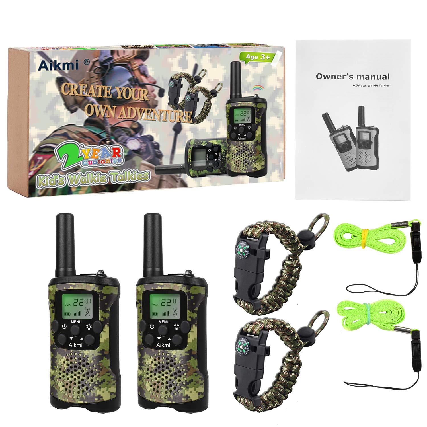 Walkie Talkies for Kids 22 Channel 2 Way Radio 3 Miles Long Range Handheld Walkie Talkies Durable Toy Best Birthday Gifts for 6 Year Old Boys and Girls fit Adventure Game Camping (Green Camo 1)