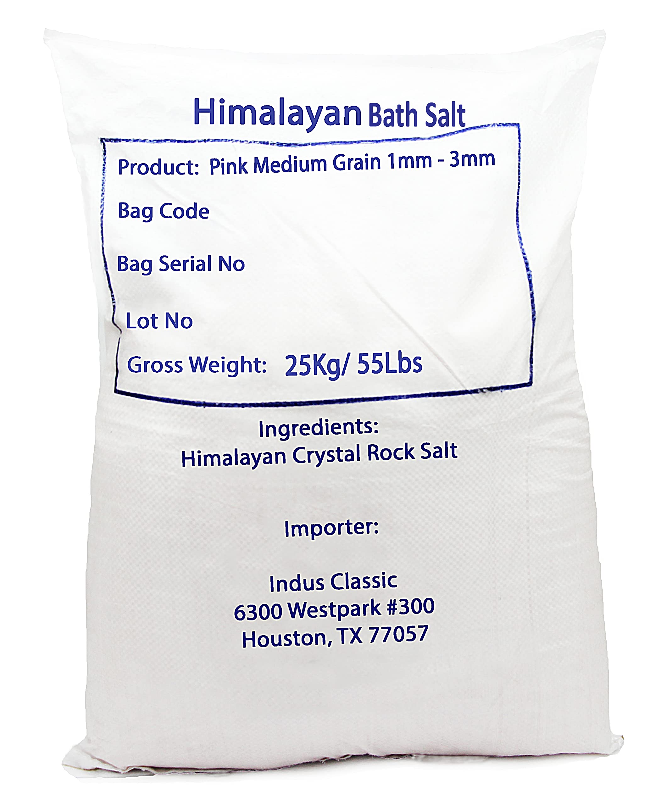 IndusClassic Pure Natural Himalayan Pink Bath & Spa Sea Salt - 55 lbs Medium Coarse Grain 1~3 mm…