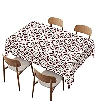 Brown Floral tablecloth,60x84 inch,Waterproof Stain Wrinkle Resistant Print table cover,for kitchen camping birthday dining dinner outdoor-Rectangle Table Clothes for 4 Ft Tables,Burgundy Chocolate