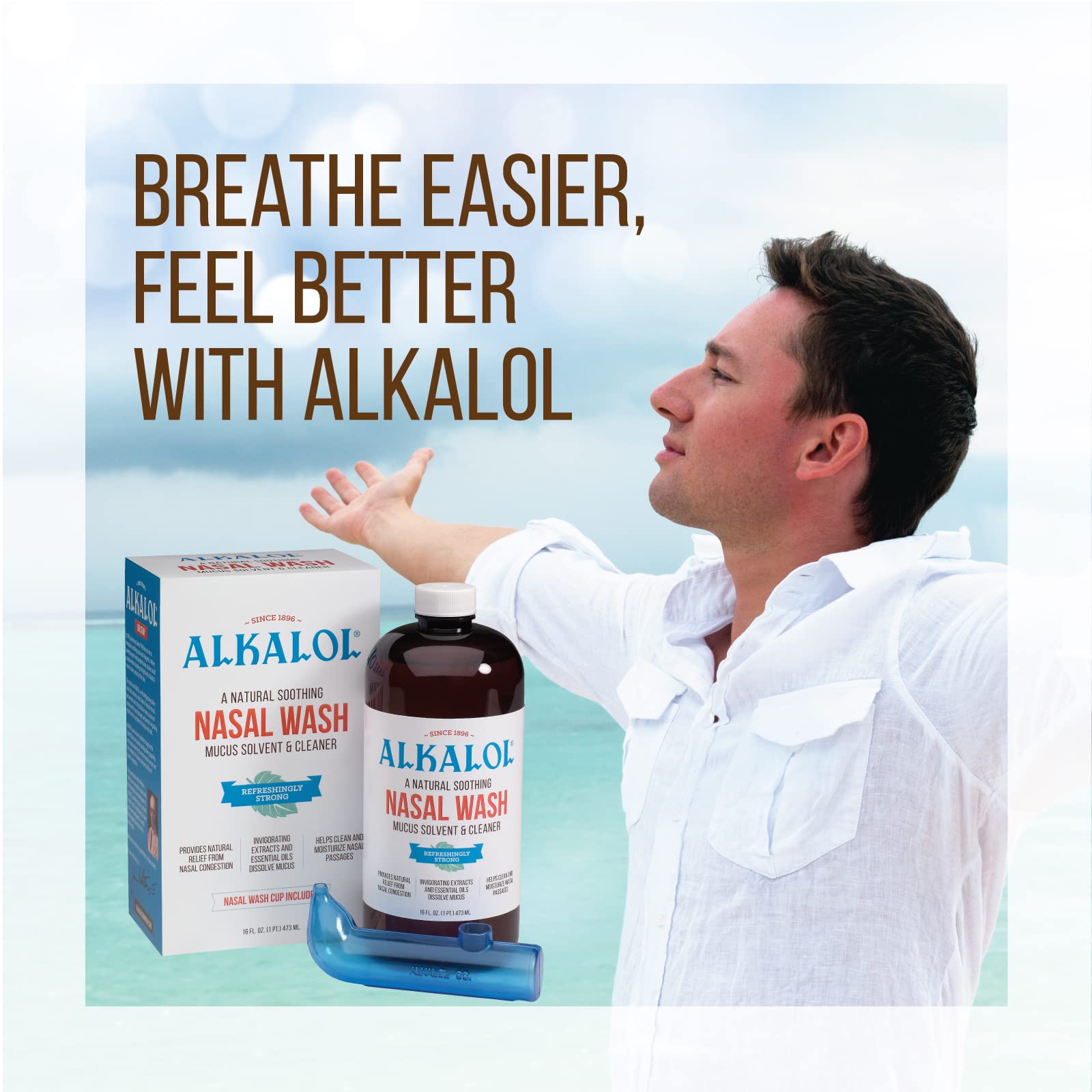 Alkalol - A Natural Soothing Nasal Wash, menthol, 2 Piece Set 1 Count