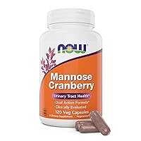 NOW Foods Mannose Cranberry, 120 Veg Capsules - with PAC - 450mg dMannose, 250mg Whole Cranberry - Bladder Cleanse and Urinary Tract Health* - Vegan Friendly Supplement, Non-GMO
