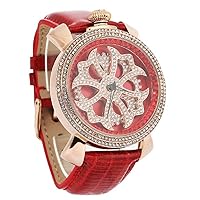 Un bel tocco Round Watch AROUND-WATCH Watch with Rotating Dial for Women, Men, Unisex Face, 2 Sizes and 4 Colors, Pair Watches, red