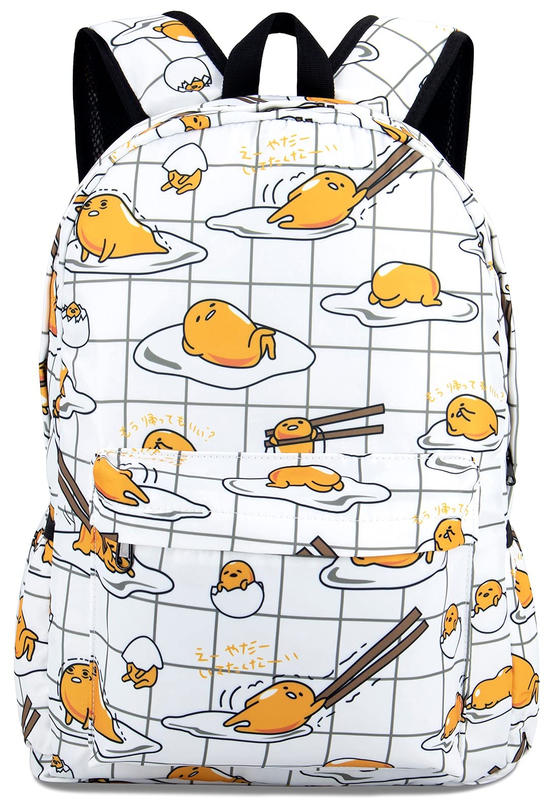 Roffatide Anime the Lazy Egg Backpack for Teen Cartoon School Bag All Over Printed Daypack White