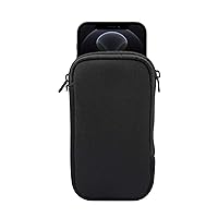 Neoprene Cell Phone Pouch Soft Elastic Shockproof Mobile Phone Case+Necklace Lanyard Crossbody Sleeve for iPhone 12 Pro Max XS, Samsung Galaxy Note 20 Ultra A51 A72 LG V50 V40 ThinQ (Black)