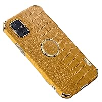 for Samsung Galaxy A82 A02S A71 A42 A12 A21S A32 A51 A11 A50S A70S A72 A52 A41 J2 J5 A22 5G 4G Phone Case Crocodile Pattern Ring Brackets Anti-Fall Phone Cover (Samsung A51 4G,Yellow)