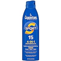 Sport Sunscreen Spray, Broad Spectrum SPF 15 Water Resistant Spray Sunscreen, 5.5 Oz Coppertone Sport Sunscreen Spray, Broad Spectrum SPF 15 Water Resistant Spray Sunscreen, 5.5 Oz