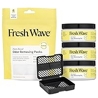Fresh Wave Lemon Odor Removing Gels & Packs Bundle: (3) 7 oz. Lemon Gels + (1) Lemon Packs + Pod Combo