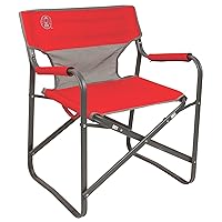 Coleman Outpost Breeze Steel Deck Chair, Portable Folding Chair with Padded Arm Support & Angled Sitting Position for Comfort, Great for Camping, Patio, Tailgating, Sideline Sports, & More