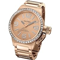 TW Steel Canteen Unisex Quartz Watch with Rose Gold Dial Analogue Display and Rose Gold Stainless Steel Plated Bracelet TW305