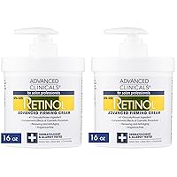 Advanced Clinicals Retinol Cream Face Moisturizer | Crepey Skin Care Treatment | Fragrance Free Body Lotion Targets Look Of Crepe Skin, Wrinkles, & Sagging Skin, 16 Oz (2-Pack)
