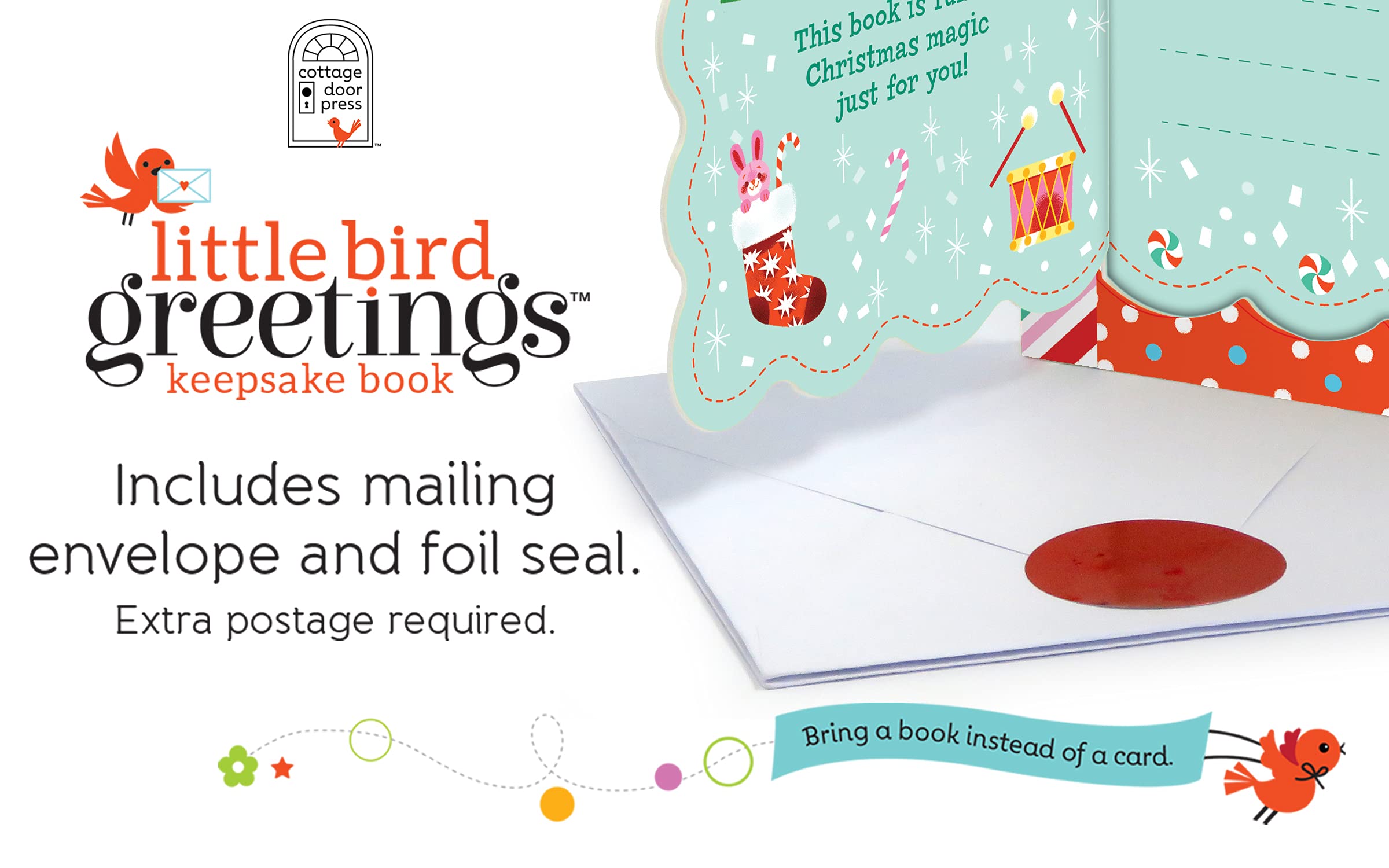 Baby's First Christmas Greeting Card Board Book (Includes Envelope and Foil Sticker) For Newborns, 0-12 Months (Little Bird Greetings Keepsake Book)