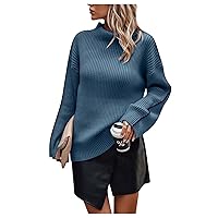 Long Sleeve Shirts for Women Fall Winter Half Turtleneck Long Sleeve Lace Long Sleeve Sweater