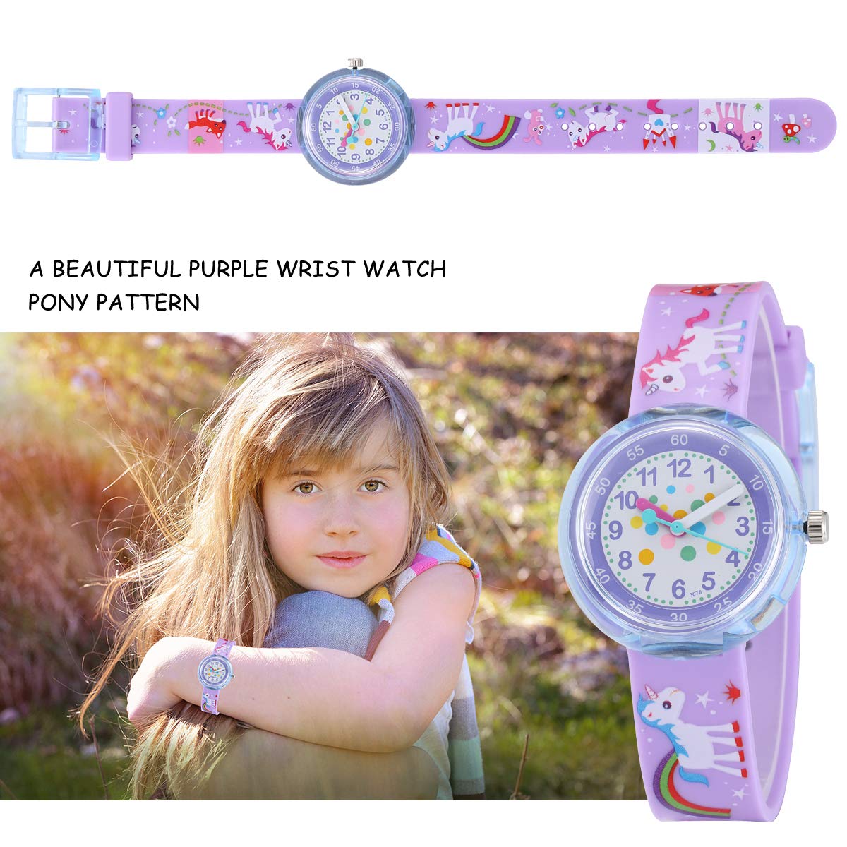 Jewtme Kids Time Teacher Watches 3D Cute Cartoon Silicone Children Toddler Butterfly Wrist Watches for Ages 3-10 Boys Girls Little Child