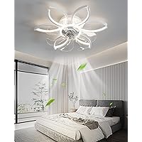 Ceiling Fans Withps,Led Ceiling Light with Fan, Ceiling Fan Lights 6 Levels Wind Speeds, Stepless Dimming Light, Modern Fan Lighting for Living Room, Bedroom 82W/White