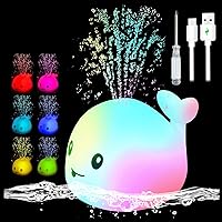 candyfouse Whale Baby Bath Toys(1200mAh), Colorful Light Up Bath Toy, Cartoon Cute Spout Whale, Long Battery Life 2.5 Hours, Type-C Charging, Toddler Bath Companion(White)