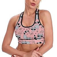 Cute Cartoon Racoon Women's Tank Top Sports Bra Yoga Workout Vest Sleeveless Athletic Shirts