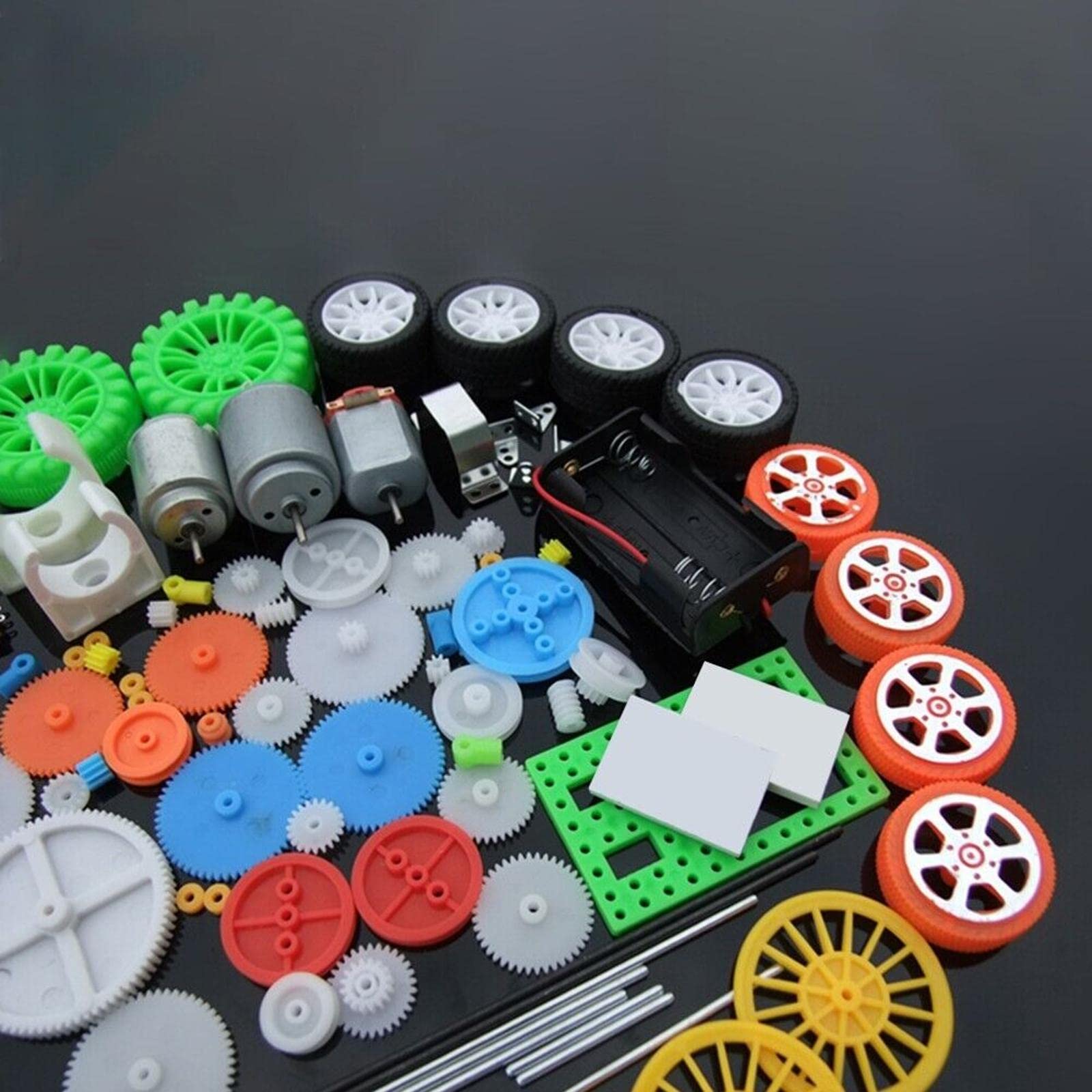 MOUDOAUER 112Pcs Motor Gear Set Assorted Plastic Shaft Model DIY Robot Gear Kit for Toy Motor Aircraft Car Robot DIY Kits