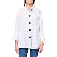 Women's Three Quarters Flounce Sleeve Wire Collar Button Front Jacket