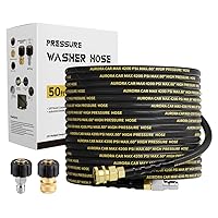 Pressure Washer Hose 50FT with 3/8 Inch Quick Connect, Kink Resistant High Tensile Wire Power Washer Hose, Industry Grade for Power Washer Hose with 2 pcs M22 14mm Adapter Set,4200 PSI