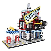 Oichy Building Block Set, Car Repair Shop Modular Building Model Kit, Collectible Display Toy Building Set for Adults and Kids Age 6+
