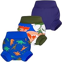 BIG ELEPHANT Baby Swim Diapers 3pcs, Reusable Adjustable Washable Waterproof Swimming Diaper for Boy's and Girl's, 3T