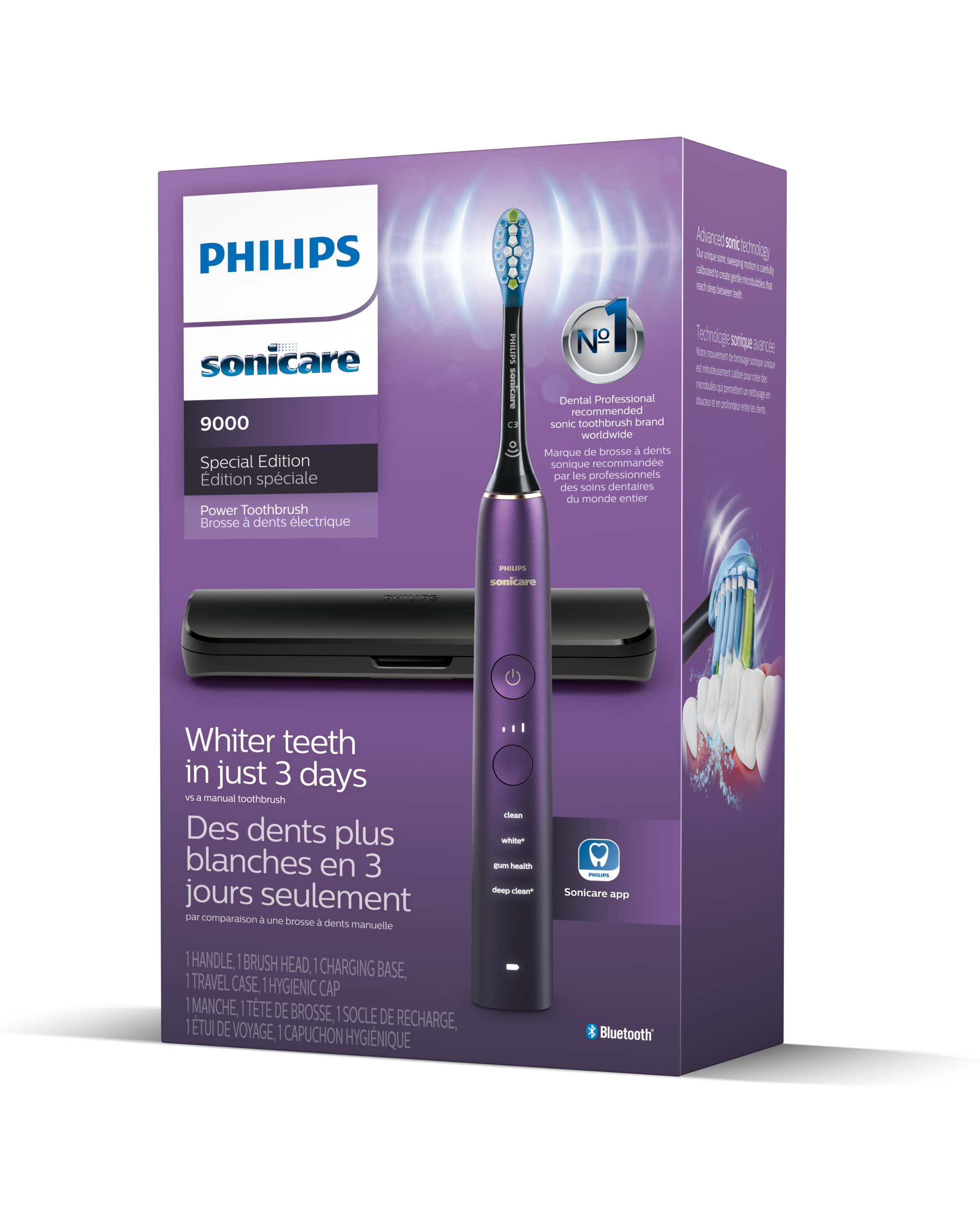 PHILIPS Sonicare 9000 Special Edition Rechargeable Toothbrush, Black/Purple, HX9911/91