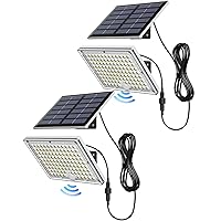 JACKYLED Solar Lights for Outside, 2 Pack Waterproof Solar Spot Lights Outdoor, Dusk to Dawn Security Solar Motion Sensor Light Outdoor, Separate Installed Solar Flood Lights with 16.4ft Cable