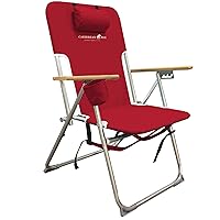 Caribbean Joe Folding Beach Chair, 4 Position Portable Backpack Foldable Camping Chair with Headrest, Cup Holder, and Wooden Armrests