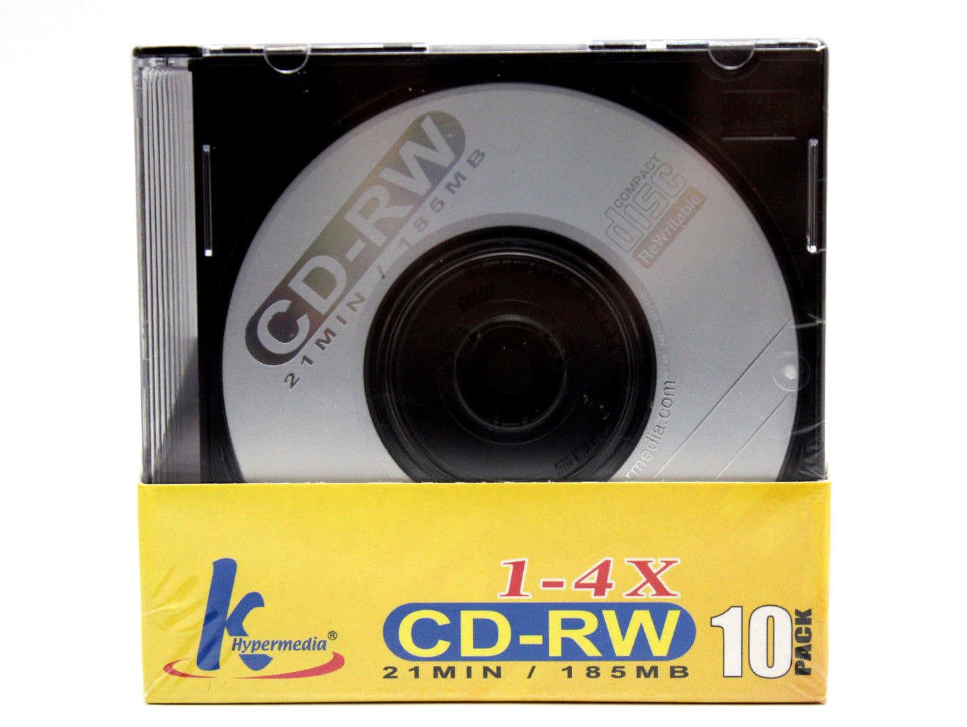 (10-Pack) Mini CD-RW Rewritable 21min 185mb 8cm CDR CD Blank Compact Disc + Jewel Case