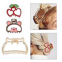 3 Pack Small Metal Hair Clips for Thick/Thin Hair. golden Claw Clips for Mouse Hair Clips,Girl Hair Clasps Accessories for Ears Theme Party