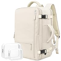 Travel Backpack for Men Women, Airline Approved Carry-on Backpack Luggage, Personal Item Backpack Bag, Large Gym Work Backpack, Beige
